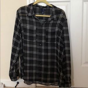 GAP Sheer Plaid Button Down